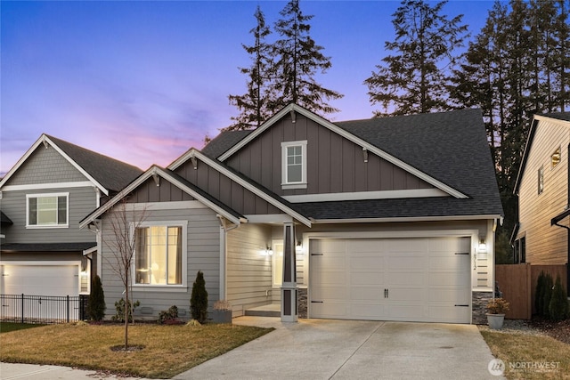 craftsman inspired home featuring a garage