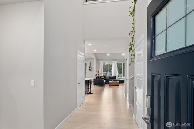 foyer entrance featuring light hardwood / wood-style floors