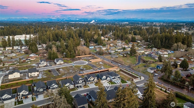 view of aerial view at dusk