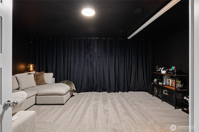 view of carpeted home theater room