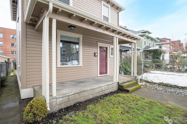 property entrance with a porch