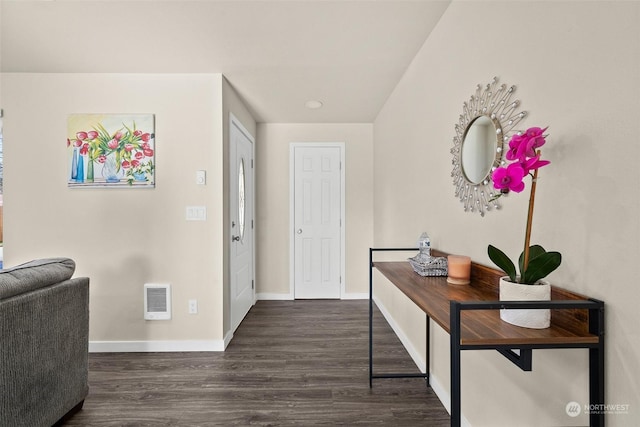 foyer entrance featuring dark hardwood / wood-style flooring