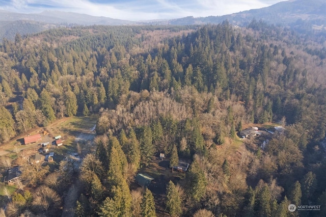 aerial view with a mountain view