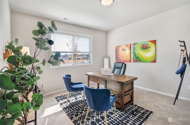 view of carpeted office space