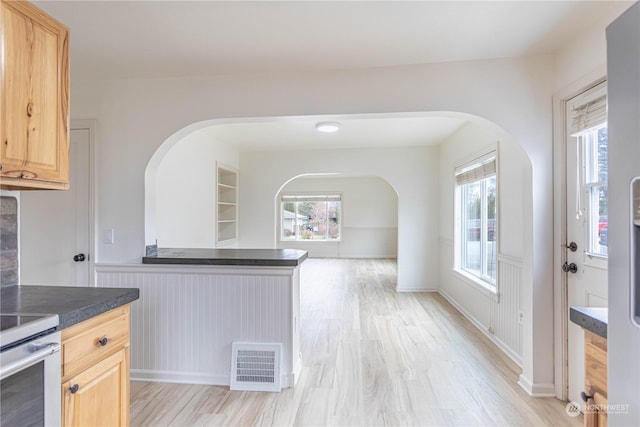 kitchen featuring light brown cabinetry and a wealth of natural light