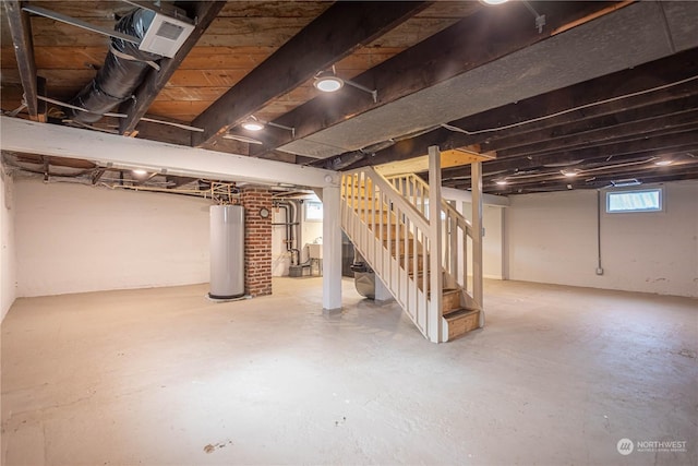 basement with gas water heater