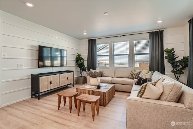 living room featuring light wood-type flooring