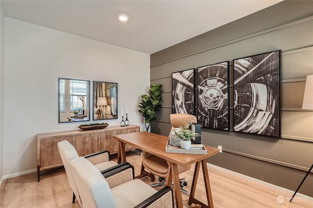 office space featuring light hardwood / wood-style flooring