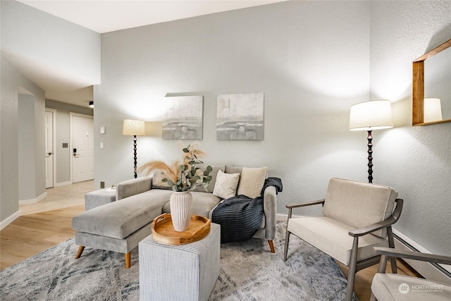 living room with light hardwood / wood-style floors