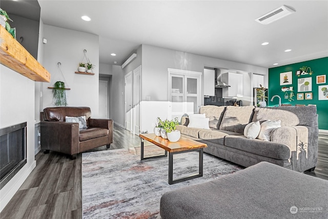 living room featuring wood-type flooring