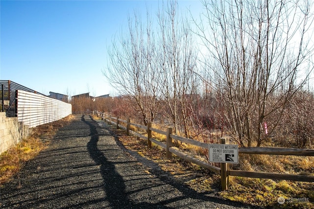 view of street with a rural view