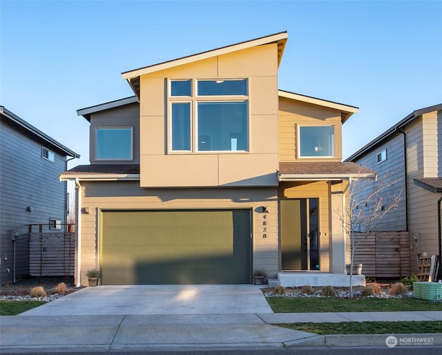 contemporary home with a garage