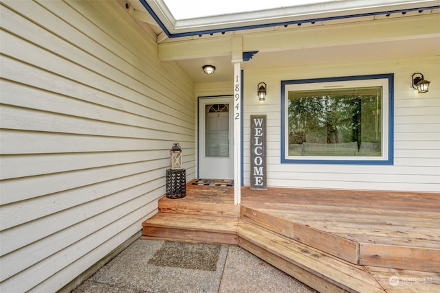 entrance to property with a porch