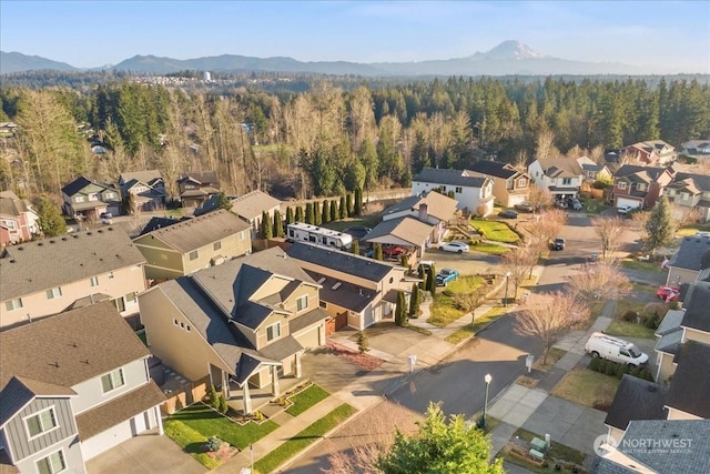 bird's eye view featuring a mountain view