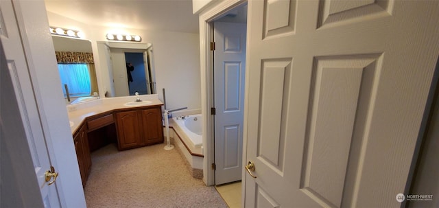 bathroom featuring vanity and a bath