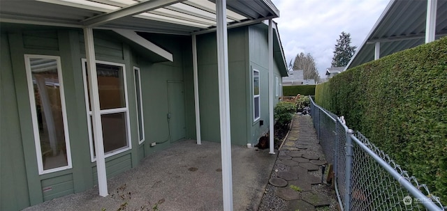 view of home's exterior with a patio area