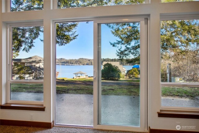 doorway with a water view