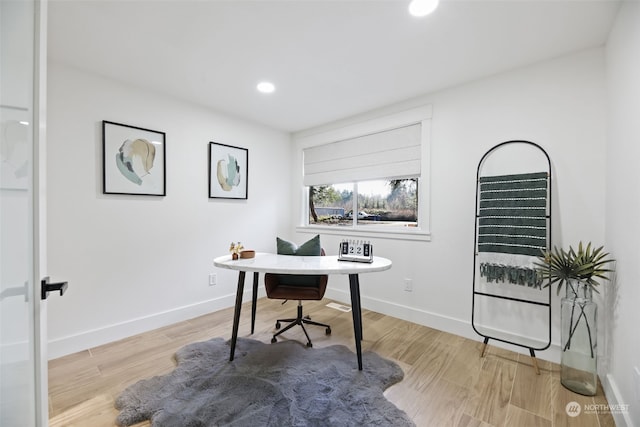 office space featuring wood-type flooring