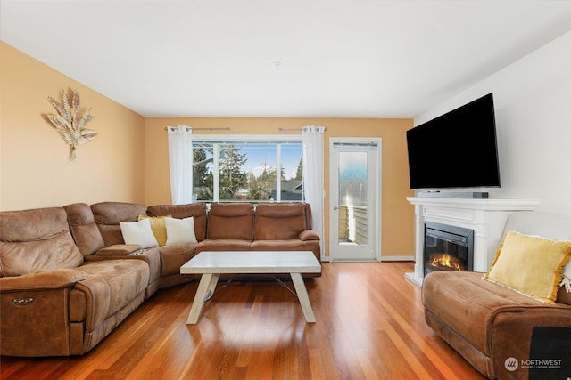 living room featuring light wood-type flooring