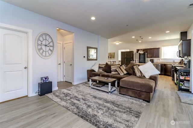 living room featuring light hardwood / wood-style floors