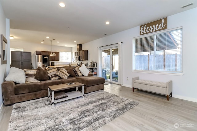 living room featuring light hardwood / wood-style floors