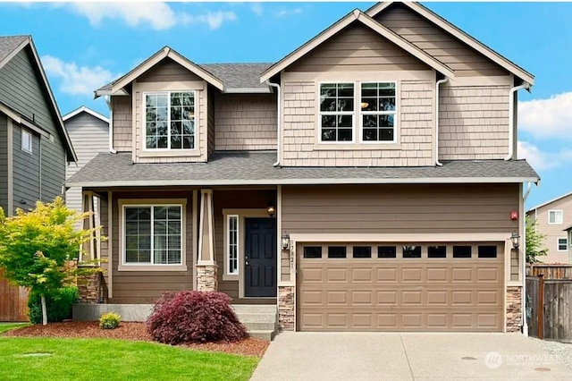 craftsman-style house with a garage