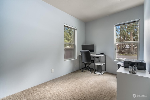 view of carpeted office