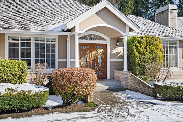 property entrance with french doors