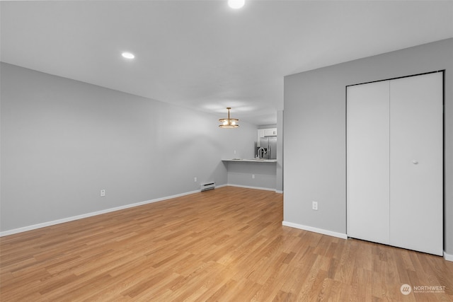 unfurnished living room featuring light hardwood / wood-style flooring