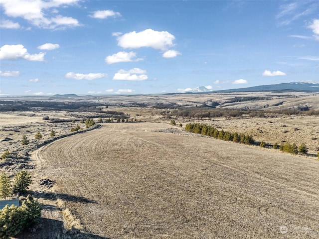 birds eye view of property featuring a mountain view