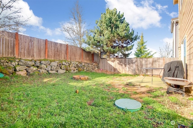 view of yard with a patio area