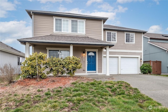 view of front of house with a garage