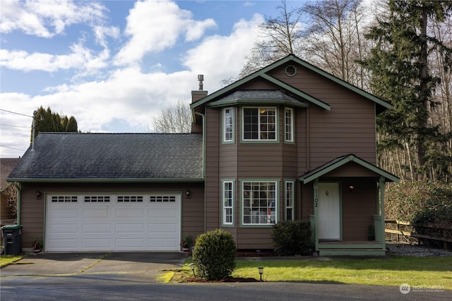 view of front of property with a garage