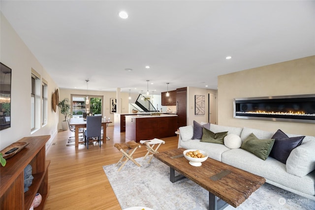 living room with light wood-type flooring