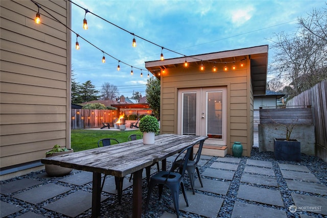 view of patio featuring french doors