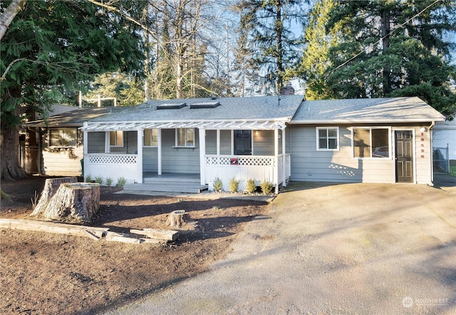 ranch-style home featuring a porch