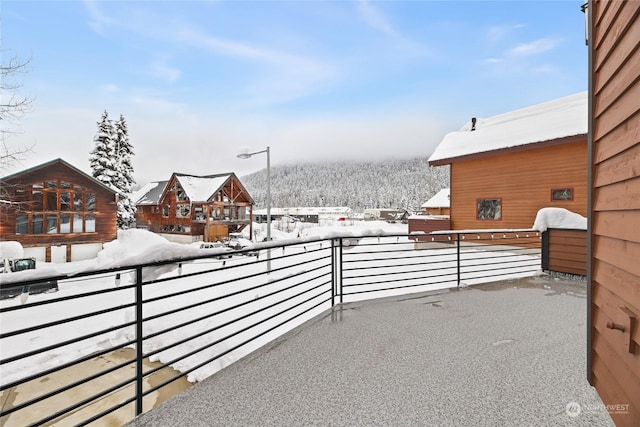 view of snow covered patio