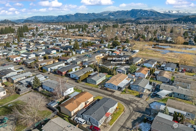 aerial view with a mountain view