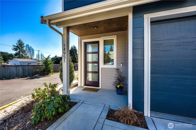 property entrance featuring a garage