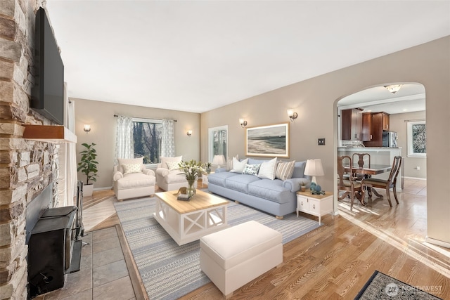 living room featuring light hardwood / wood-style floors