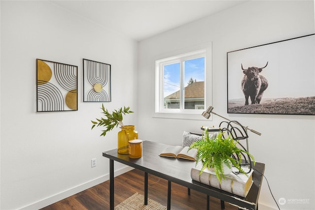 office with hardwood / wood-style flooring