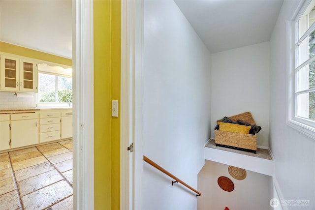 interior space with stone tile floors