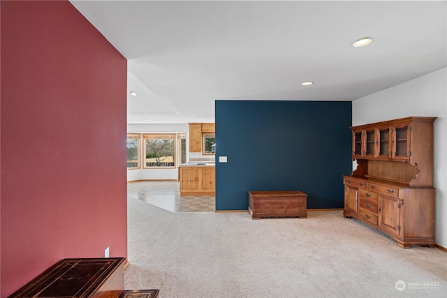 912 Bell Dr, Cosmopolis, WA 98537 - interior space with baseboards, recessed lighting, and light colored carpet