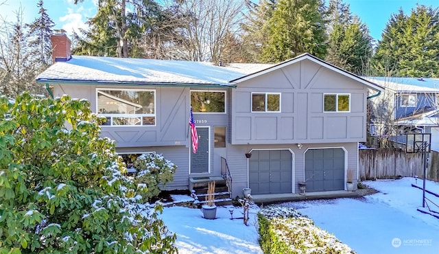 bi-level home with a garage