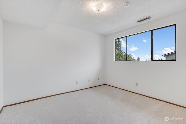 carpeted spare room featuring a textured ceiling