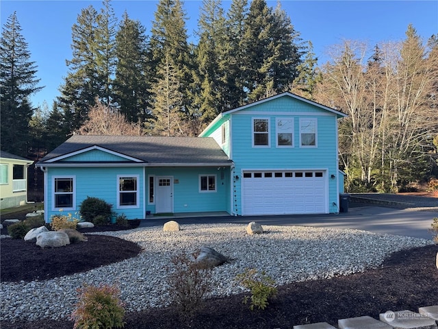 view of front property with a garage