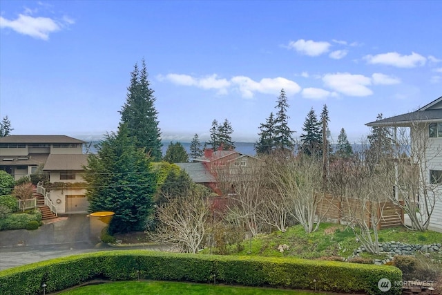 view of yard featuring a garage