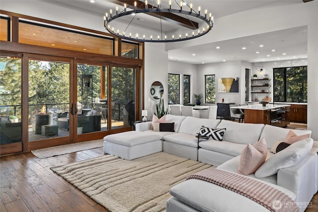 living room with wood-type flooring