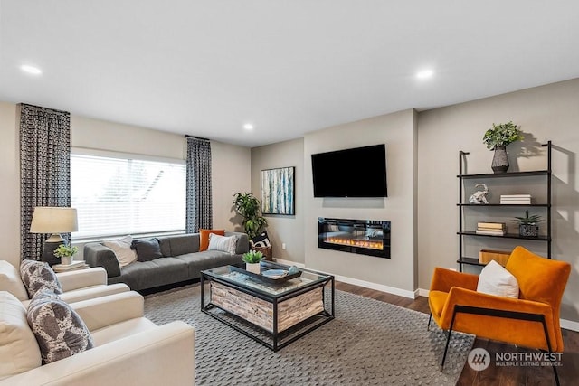 living room with wood-type flooring