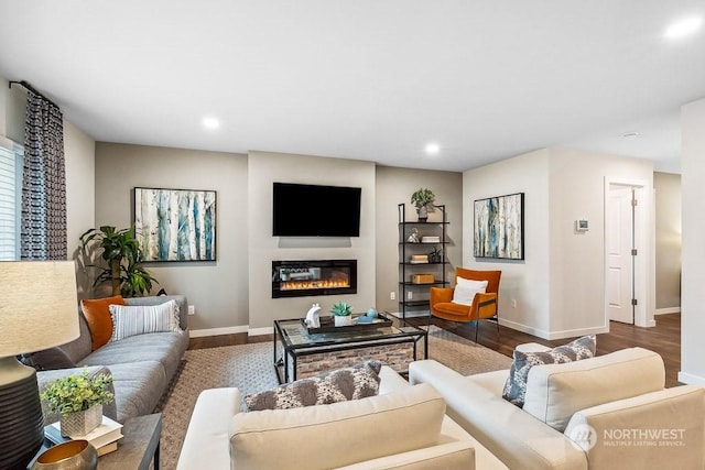 living room featuring wood-type flooring